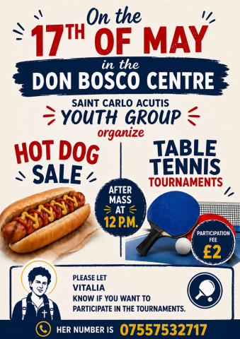St. Carlo Acutis Youth Group Table Tennis Tournament and Hot Dogs!